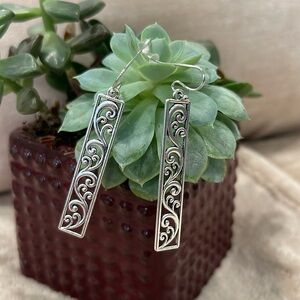 Boho Vintage Style Zinc Alloy Filigree Long Drop Elegant  Dangle Earrings